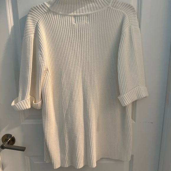 Quacker Factory Cream Ribbed Diamond Zipper Zip-Up Sweater - Picture 7 of 7